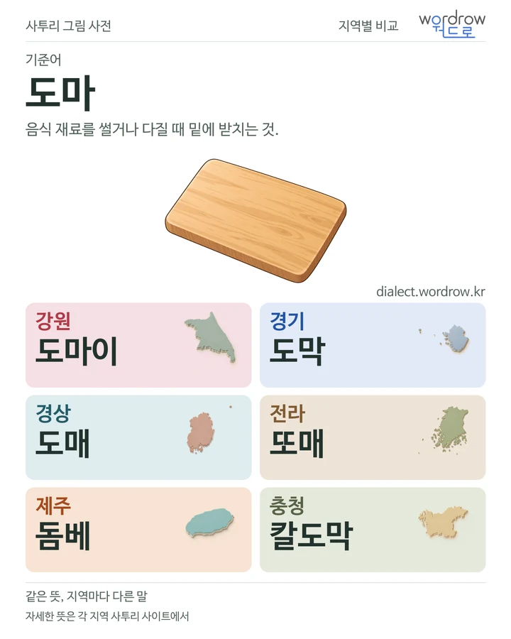 도마의 여섯 지역 사투리 비교