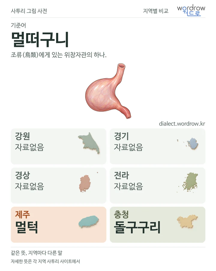 멀떠구니의 여섯 지역 사투리 비교