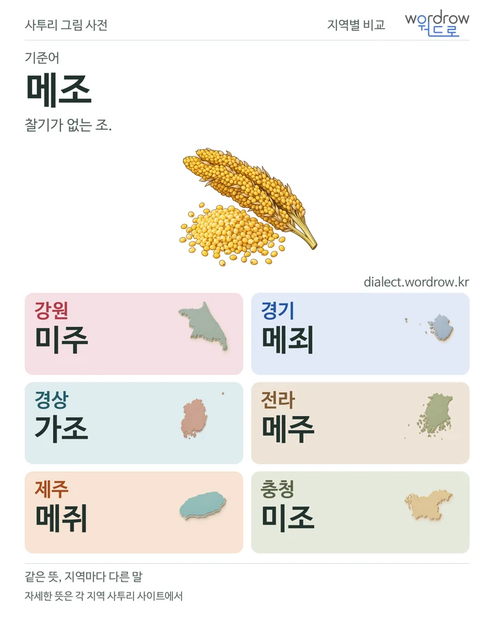 메조의 여섯 지역 사투리 비교