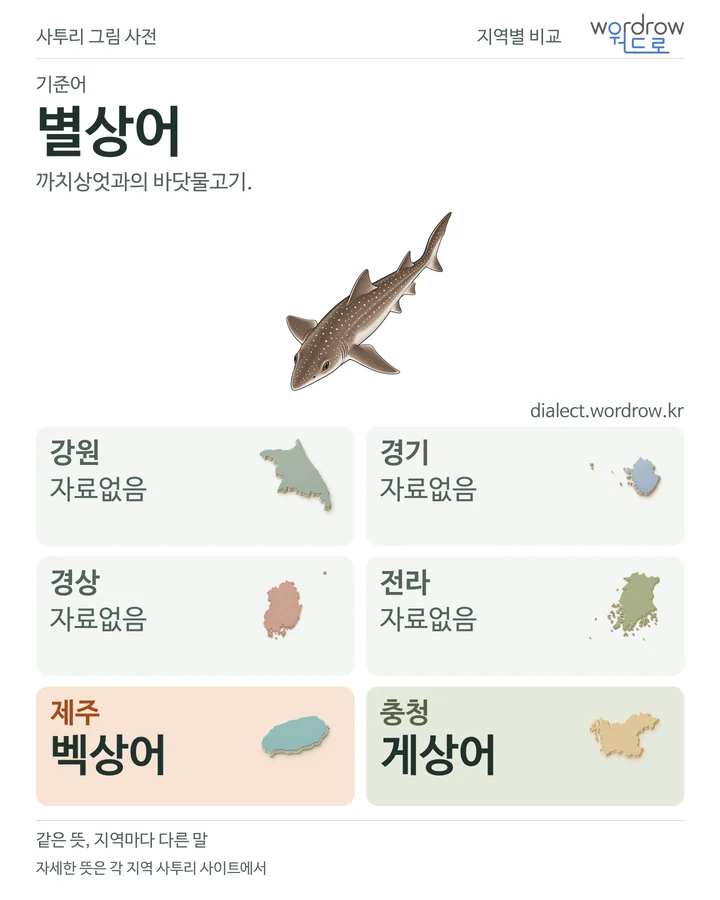 별상어의 여섯 지역 사투리 비교