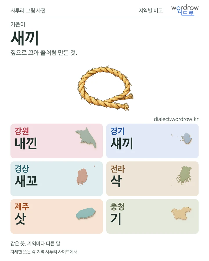 새끼의 여섯 지역 사투리 비교