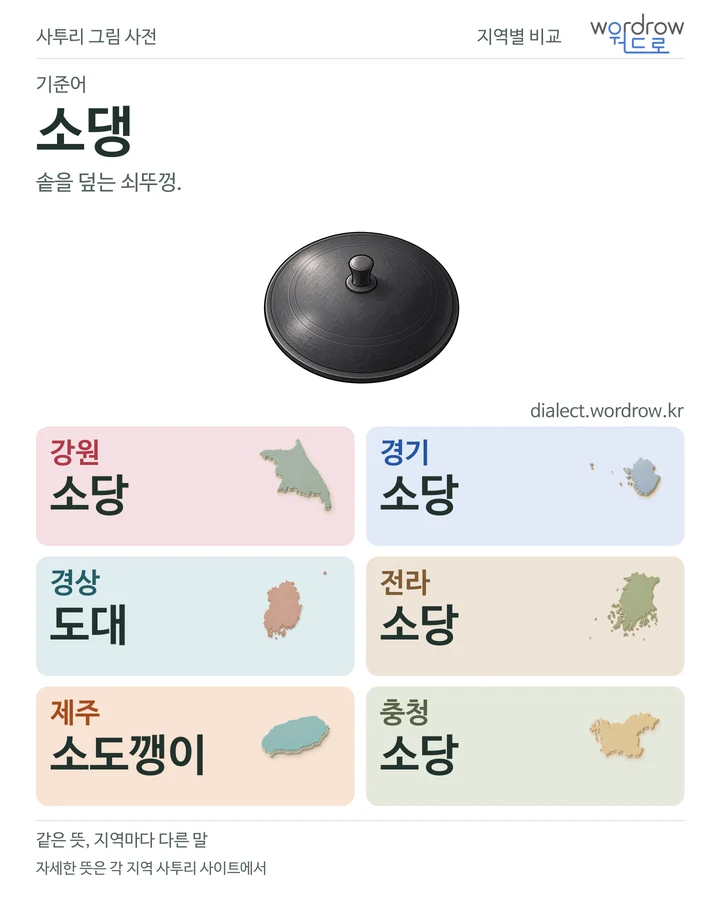 소댕의 여섯 지역 사투리 비교
