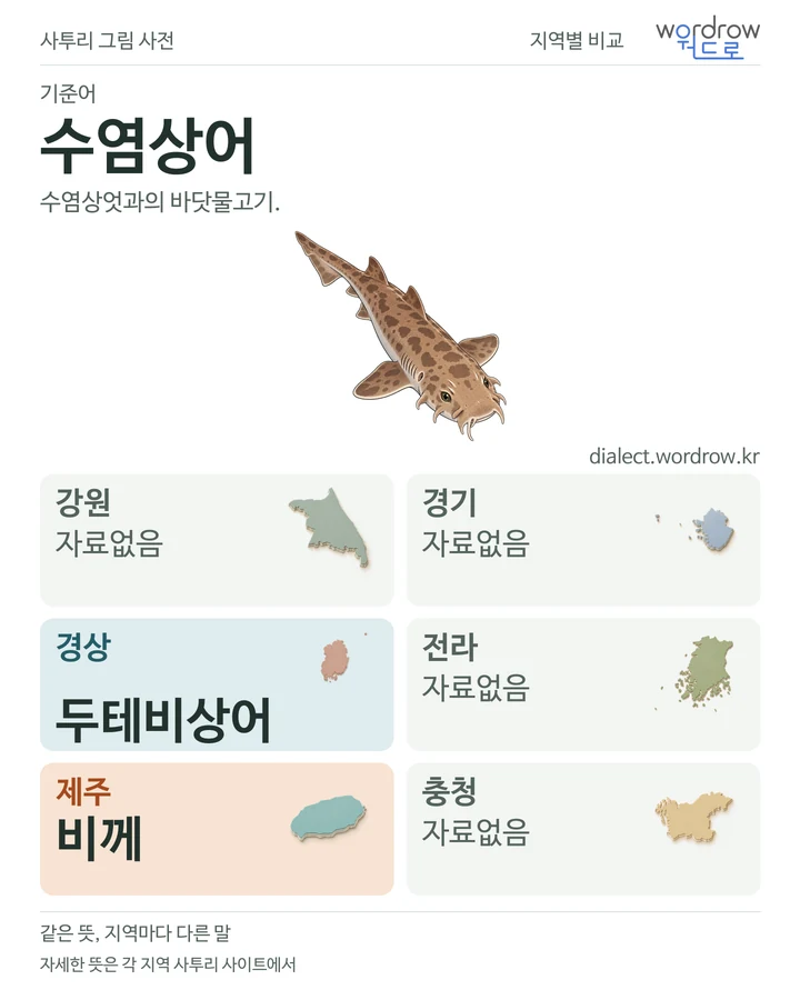 수염상어의 여섯 지역 사투리 비교