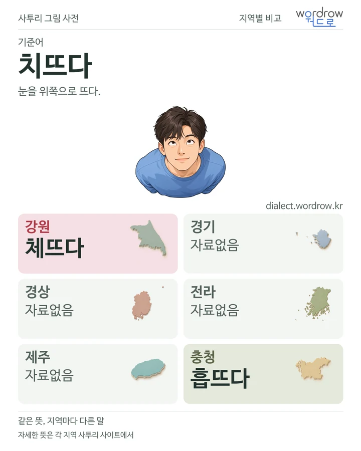 치뜨다의 여섯 지역 사투리 비교